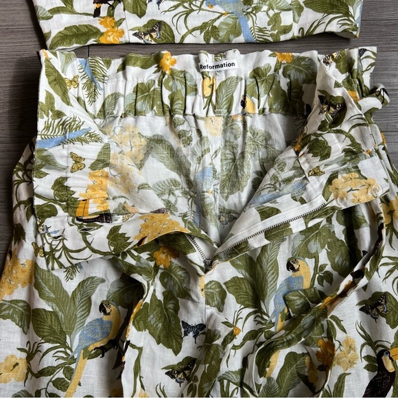 Reformation Olsen Linen Two Piece Set in Tropics Tank Top & Skirt Size 12 - Picture 5 of 8